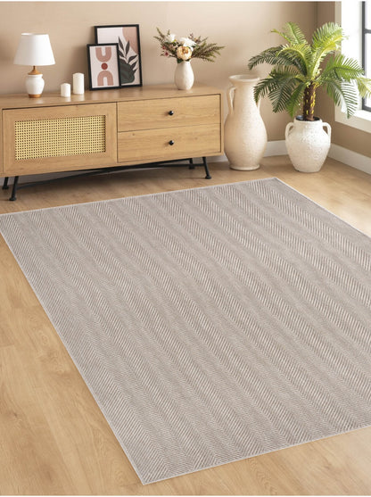 ROMANO 8784 Bej - Jüt Tabanlı Modern Dokuma Kilim Sisal Jüt Toz Vermez Hasır Halı & Yolluk & Oval & Daire